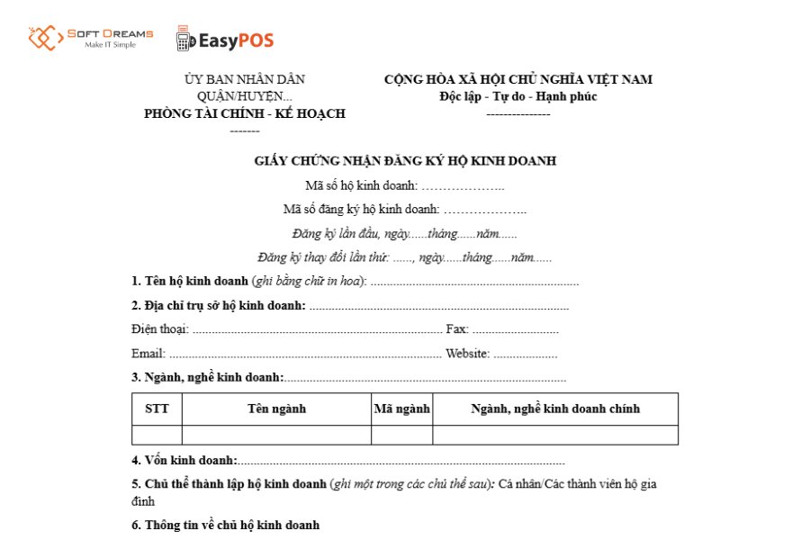 Mẫu giấy phép kinh doanh cửa hàng tạp hóa