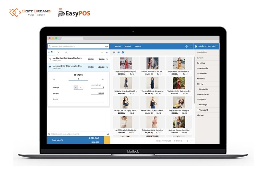 Suno POS có giao diện dễ dùng, đơn giản