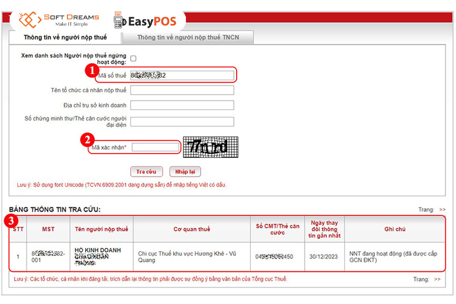 Tra cứu mã số thuế hộ kinh doanh qua website Tổng cục Thuế hoặc trên giấy đăng ký