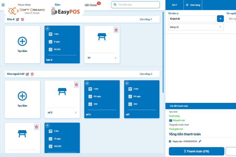 EasyPOS hỗ trợ tối ưu hóa hoạt động kinh doanh của quán ăn, nhà hàng