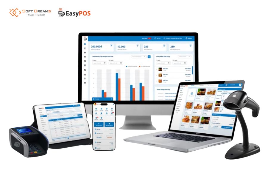EasyPOS cung cấp phần mềm quản lý bán hàng kết nối với máy POS
