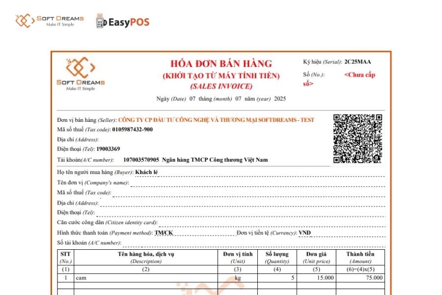 Hướng dẫn xuất HDDT MTT từ EasyPOS