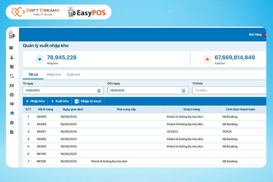 Phần mềm quản lý kho EasyPOS
