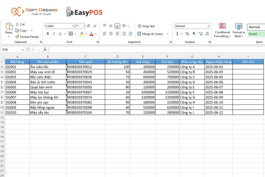 File quản lý kho Excel giúp kiểm soát hàng hóa hiệu quả