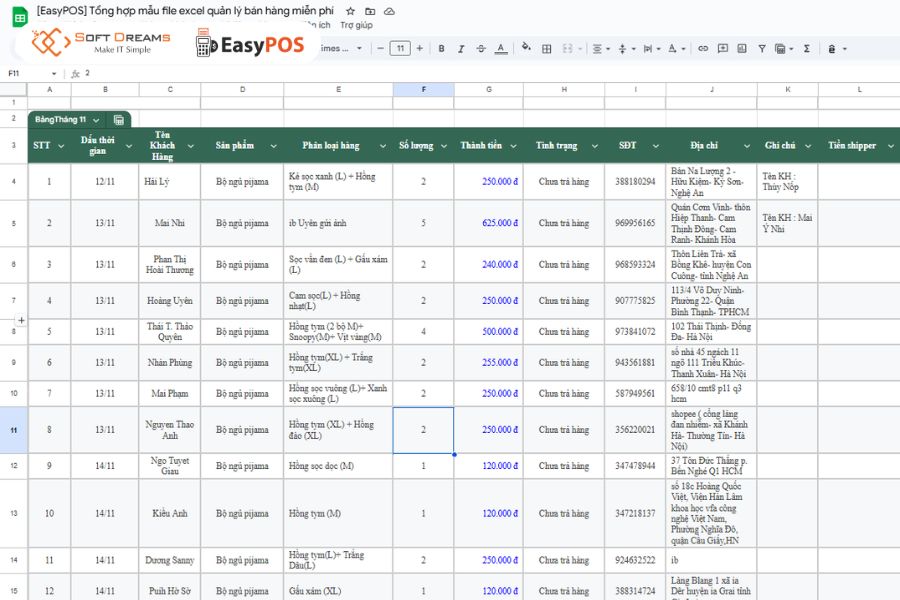 Quản lý đơn hàng bằng google sheet không mất phí