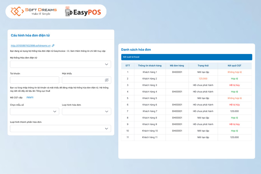 EasyPOS hỗ trợ hộ kinh doanh tích hợp, xuất hóa đơn điện tử nhanh chóng và đúng quy định pháp luật