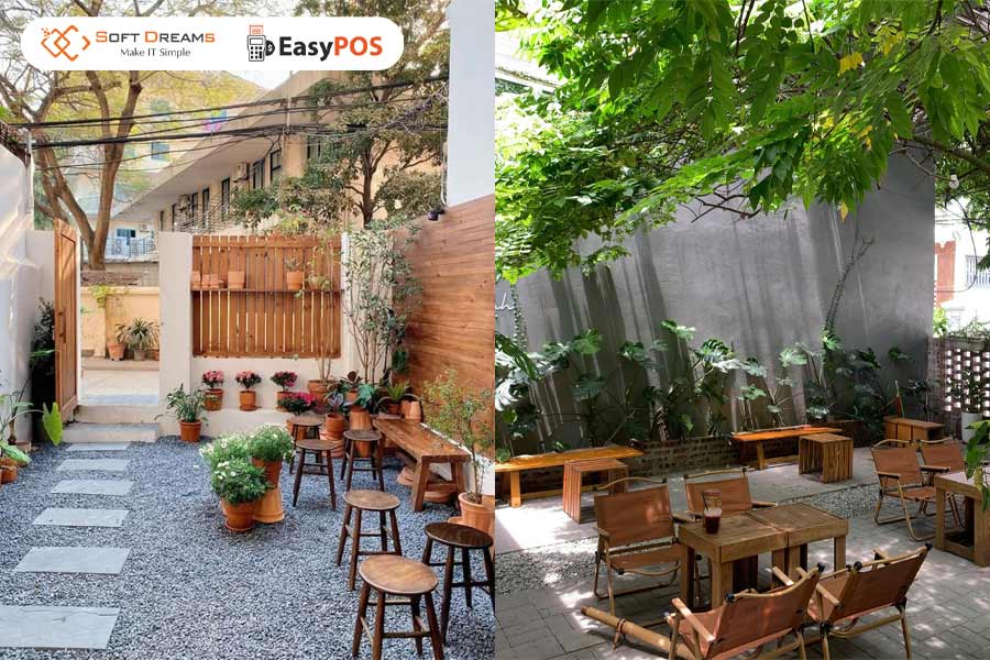 Mô hình quán cafe sân vườn mini - không gian xanh mát, chi phí tiết kiệm