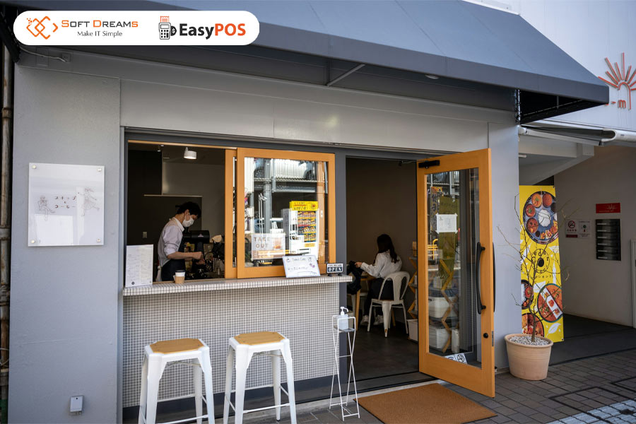 Quán cafe take away nhỏ gọn nhưng vẫn có không gian ngồi tại chỗ