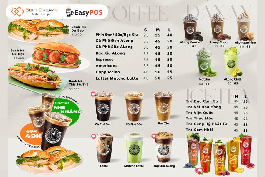 Menu đơn giản, dễ chọn món, chi phí hợp lý cho mọi đối tượng khách hàng