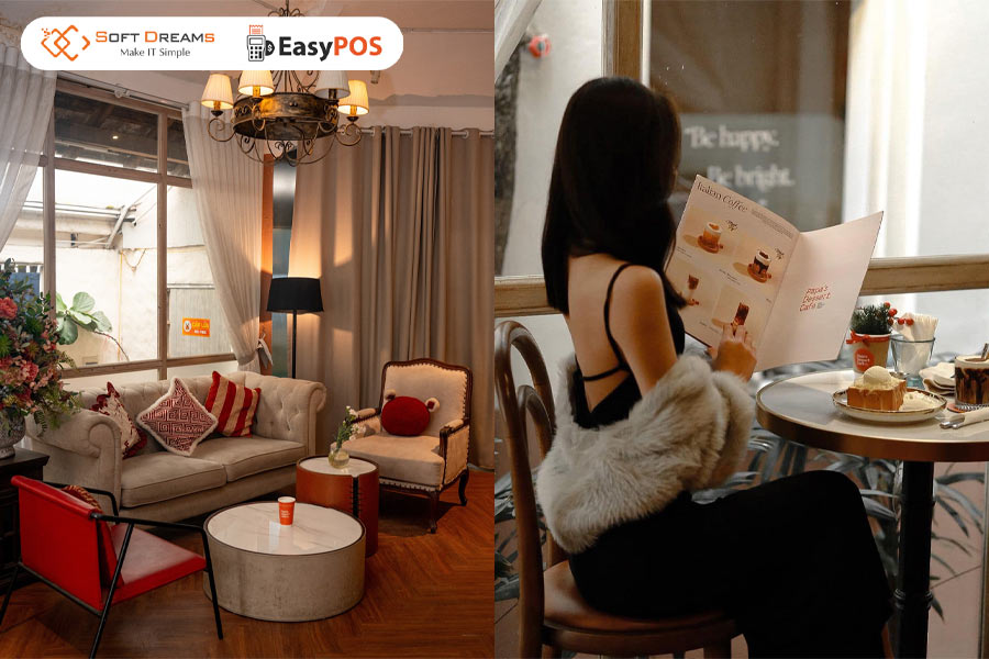 Thưởng thức bánh ngọt và đồ uống trong không gian quán cafe view đẹp