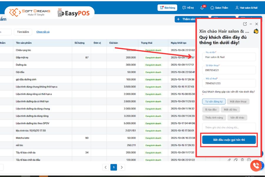 Điền đầy đủ thông tin để có thể sử dụng tính năng