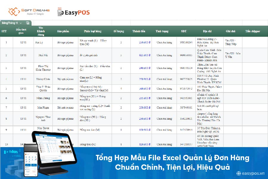 Tổng Hợp Mẫu File Excel Quản Lý Đơn Hàng: Chuẩn chỉnh, Tiện lợi, Hiệu quả