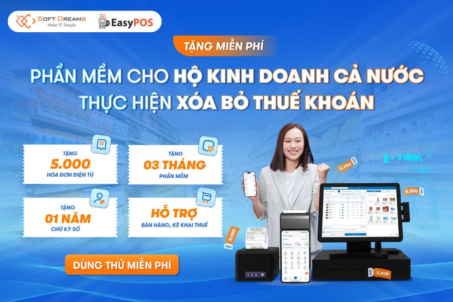 EasyPOS Tặng miễn phí phần mềm cho hộ kinh doanh cả nước