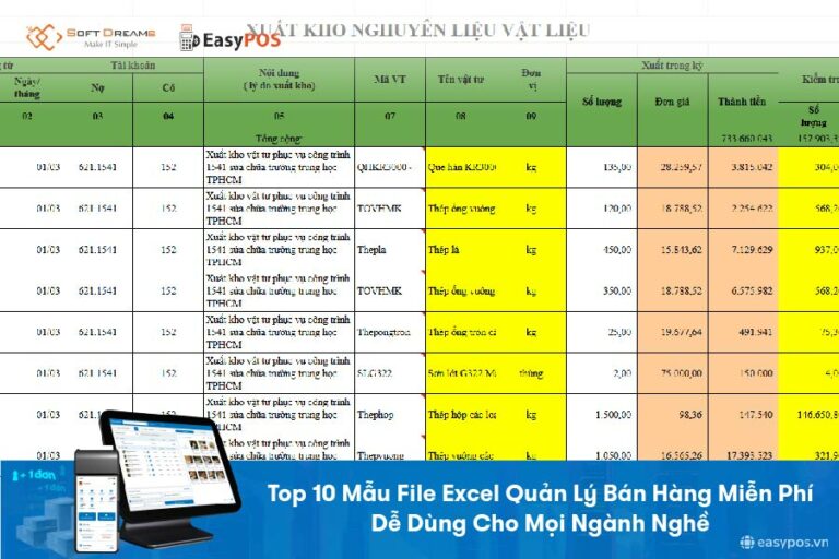 Top 10 mẫu file excel quản lý bán hàng miễn phí
