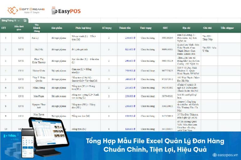 Tổng Hợp Mẫu File Excel Quản Lý Đơn Hàng: Chuẩn chỉnh, Tiện lợi, Hiệu quả